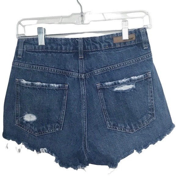 Garage Blue Raw Hem Distressed Jean Denim Shorts Juniors Size 1 - Picture 2 of 11